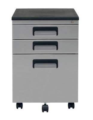 Calico Designs 3 Drawer Metal Rolling File Cabinet with Locking Drawers - Silver/Black