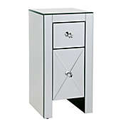 JAXPETY 2-Drawer Mirrored Nightstand with Silver Finish