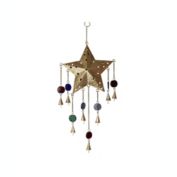 Global Crafts Handcrafted Ornate Star Chime, Recycled Iron and Glass Beads