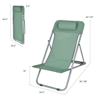 Slickblue Portable Beach Chair Set of 2 with Headrest -Green. View a larger version of this product image.