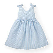 Hope & Henry Girls&#39; Bow Shoulder Swing Dress (Blue Stripe, 12-18 Months)