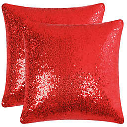 PiccoCasa 2 Pcs Starry Pink Sequin Throw Pillow Covers, Shiny Sparkling Comfy Satin Sequin Cushion Covers, Decorative Pillowcases for bedroom/Living room/Sofa/Party, Red, 16
