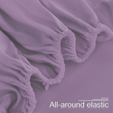 PiccoCasa 110GSM Brushed Microfiber Fitted Sheet, Solid Polyester Pocket Bed Sheet, Soft and Breathable Bed Fitted Sheet, Purple Queen. View a larger version of this product image.