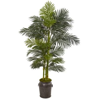 Nearly Natural 7' Golden Cane Artificial Palm Tree in Decorative Planter. View a larger version of this product image.