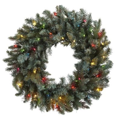 Nearly Natural Home Decorative 30" Pine Wreath w/Colored Lights