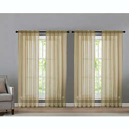 Kate Aurora 4 Piece Basic Home Rod Pocket Sheer Voile Window Curtain Panels - 52 in. W x 84 in. L, Gold