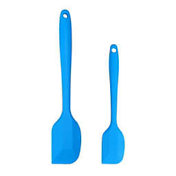 Unique Bargains Set of 2 Silicone Spatula, Heat Resistant Kitchen Rubber Turner Non Stick Spatula for Cooking Baking and Mixing, Blue