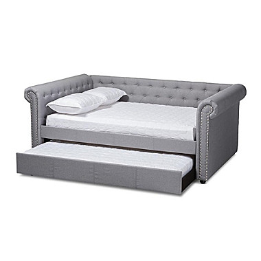 Baxton Studio Mabelle Modern And Contemporary Gray Fabric Upholstered Queen Size Daybed With Trundle - Gray. View a larger version of this product image.
