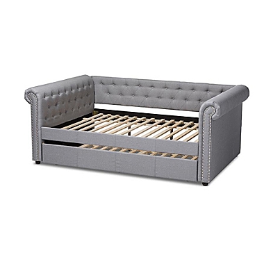 Baxton Studio Mabelle Modern And Contemporary Gray Fabric Upholstered Queen Size Daybed With Trundle - Gray. View a larger version of this product image.