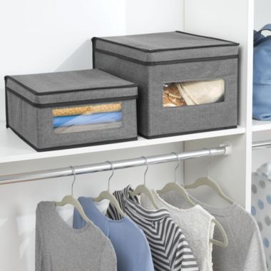 mDesign Soft Fabric Closet Storage Organizer Box, Large, Textured. View a larger version of this product image.