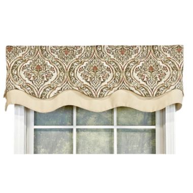 RLF Home Diamond Damask Glory Valance Blush. 3" Rod Pocket, Layered. 50"W X 16"L. View a larger version of this product image.