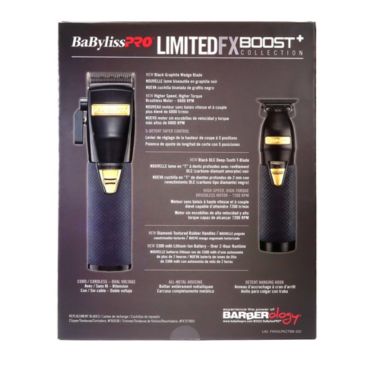 BaByliss Pro LimitedFX Boost+ Collection Clipper, Trimmer & Charging Base Set - Black FXHOLPKCTB-B. View a larger version of this product image.