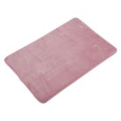 Unique Bargains Solid Color Pattern Bathroom Rugs Polyester Bath Mat Machine Washable Pink 23.62"x15.75"