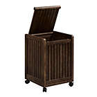 Alternate image 1 for HomeRoots Office  Espresso Solid Wood Rolling Laundry Hamper with Lid