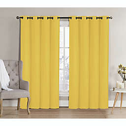 GoodGram 2 Pack  Hotel Thermal Grommet 100% Blackout Curtains - 52 in. W x 63 in. L, Yellow