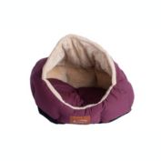 Armarkat Canvas And Soft Velvet With Waterproof Cat Sleeper Bed In Burgundy And Beige