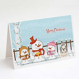 Caroline's Treasures Merry Christmas Carolers Shih Tzu Silver White Greeting Cards and Envelopes Pack of 8 7 x 5