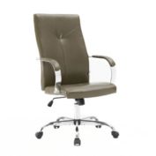 LeisureMod Sonora Modern High-Back Leather Office Chair - Olive Green