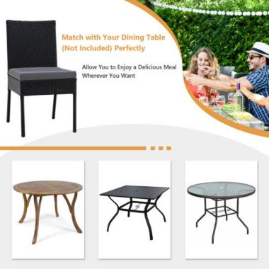 Hivago Set of 4 Patio Rattan Wicker Dining Chairs Set with Soft Cushions-Black. View a larger version of this product image.