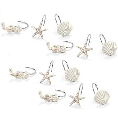 Juvale Ocean Shower Curtain Hooks, Seahorse, Starfish, and Seashell (12 Pieces). View a larger version of this product image.