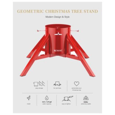 Tree Nest Christmas Tree Stand Base Holder Modern Design for 10ft Real Trees, Steel Large, Red. View a larger version of this product image.