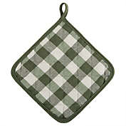 Kate Aurora 2 Pack Gingham Plaid Checkered Country Farmhouse Pot Holders - 8 in. W x 8 in. L, Green
