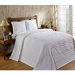 Better Trends Trevor Collection 100% Cotton Tufted 3 Piece Queen Bedspread and Sham Set - White