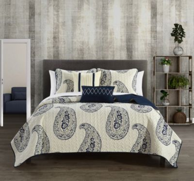 Comforter Set 7 Pc Bedding Paisley Print Cotton Multi Color Decorative Pillows 