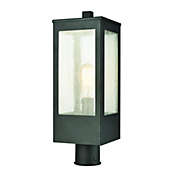 ELK lighting Angus 1-Light Outdoor Post Mount in Charcoal with Seedy Glass Enclosure