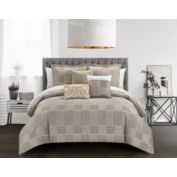 Chic Home Jodie Comforter Set Chenille Geometric Pattern Design Bedding - Decorative Pillows Shams Included - 6-Piece - King 106x96", Beige