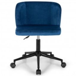 Costway Armless Adjustable Swivel Velvet Home Office Leisure Vanity Chair-Blue