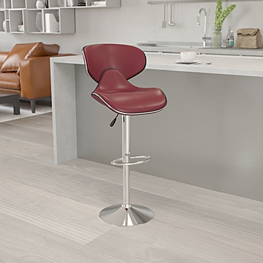 Emma + Oliver Molded Mid-Back Burgundy Vinyl Adjustable Height Barstool. View a larger version of this product image.