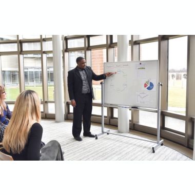 Luxor 48"W x 36"H Double-Sided Magnetic Whiteboard - 1 Pack. View a larger version of this product image.