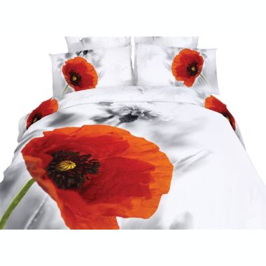 Dolce Mela Cotton Luxury Twin Size Duvet Cover 4PC Sheets Set - Poppies. View a larger version of this product image.