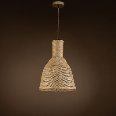 ELE Light & Decor Vitilsav 1-Light Brown Pendant Design Pendant Light with Rattan Shade. View a larger version of this product image.