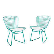 Contemporary Home Living Set of 2 Blue and White Contemporary Handcrafted Outdoor Patio Chairs 31.25"