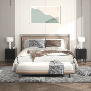 Slickblue 2 Pieces Multipurpose Retro Nightstand with 2 Drawers-Black. View a larger version of this product image.