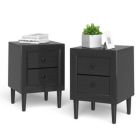 Alternate image 2 for Slickblue 2 Pieces Multipurpose Retro Nightstand with 2 Drawers-Black