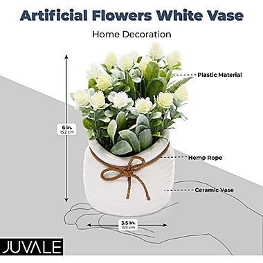 Juvale Artificial Flowers with Small White Vase, Home Decoration (3.5 x 6 Inches). View a larger version of this product image.