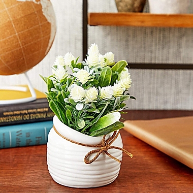 Juvale Artificial Flowers with Small White Vase, Home Decoration (3.5 x 6 Inches). View a larger version of this product image.