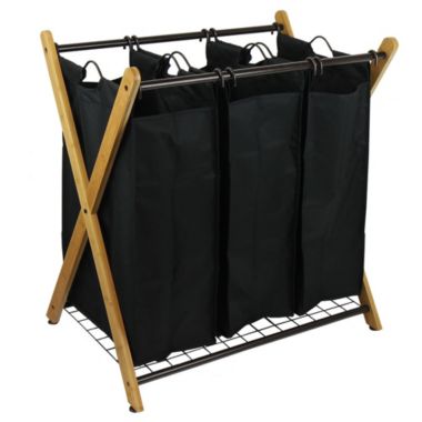 Oceanstar Design Group Oceanstar X-Frame Bamboo 3-Bag Laundry Sorter. View a larger version of this product image.
