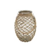 Cheungs Decorative Melon Shaped Glass Jar With Rope Wrapped Exterior