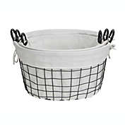 Contemporary Home Living Set of 3 White and Black Lined Wire Oval Basket with Handle 19.75"