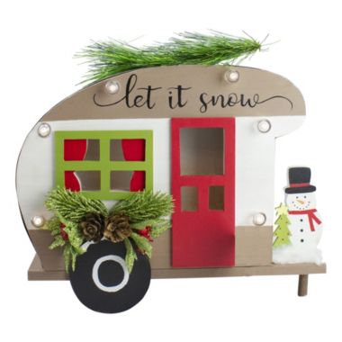 Northlight 12" Red and Green RV "Let It Snow" Christmas Tabletop Decoration. View a larger version of this product image.