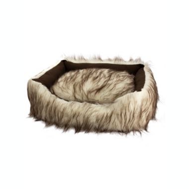 Duke and Darling Faux Fur White Pet Bed, Machine Washable, Slip Resistant, Safe Materials, Removable Cushion, Ultra Comfort - Ivory. View a larger version of this product image.