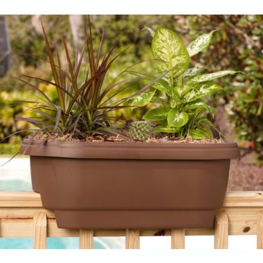 Friskars Classic Oval Deck Rail Planter, 24in  - Chocolate. View a larger version of this product image.