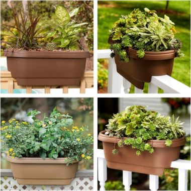 Friskars Classic Oval Deck Rail Planter, 24in  - Chocolate. View a larger version of this product image.