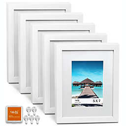 Cavepop Wood Picture Frame Set of 5 White - (5