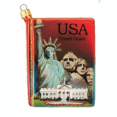 USA Travel Guide Polish Mouth Blown Glass Christmas Ornament Tree Decoration. View a larger version of this product image.