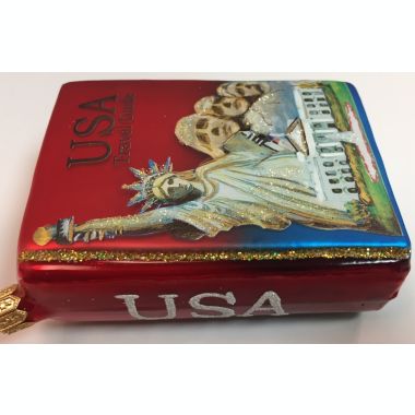 USA Travel Guide Polish Mouth Blown Glass Christmas Ornament Tree Decoration. View a larger version of this product image.
